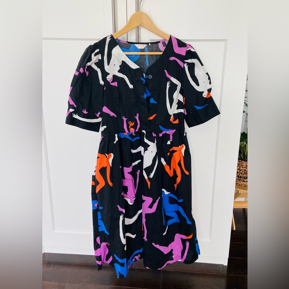 Gorman Black Dress with Vibrant Abstract Figures